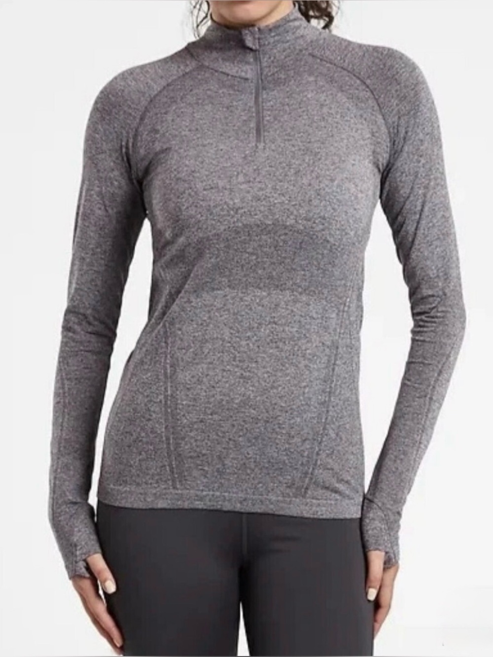 Athleta Momentum Quarter Zip top. Charcoal gray. Medium.